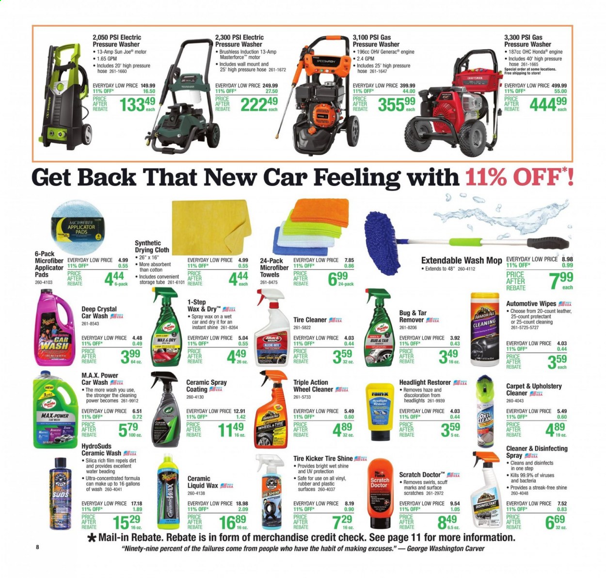 thumbnail - Menards Flyer - 04/29/2021 - 05/08/2021 - Sales products - wipes, cleaner, desinfection, mop, mop pad, towel, vinyl, carpet, Craftsman, electric pressure washer, pressure washer. Page 12.