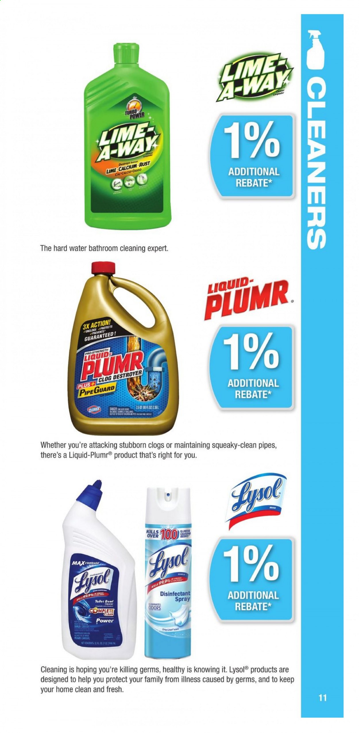 thumbnail - Menards Flyer - Sales products - toilet, desinfection, Lysol, Clorox, toilet bowl, antibacterial spray. Page 11.