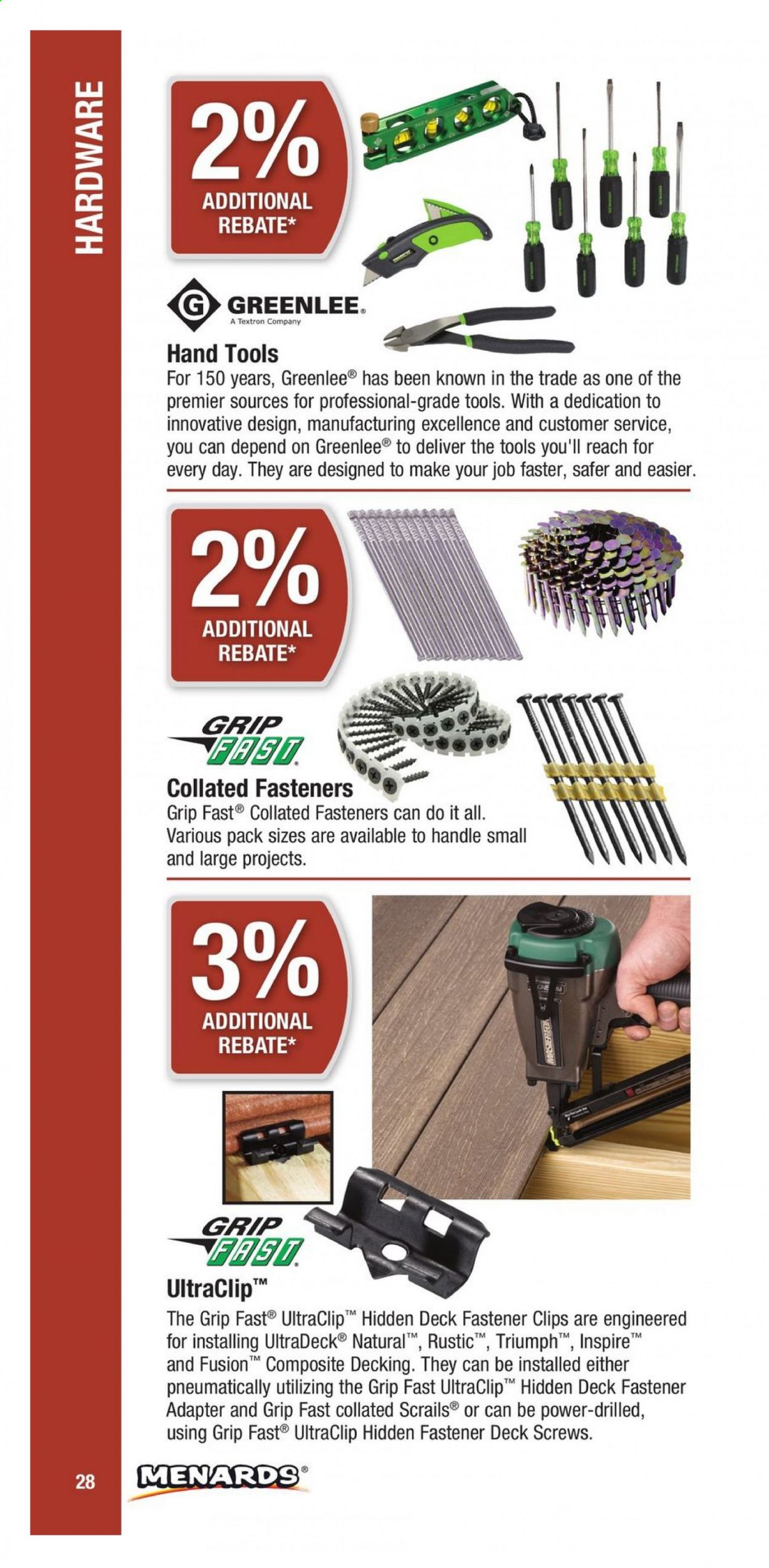 Menards ad. Page 28