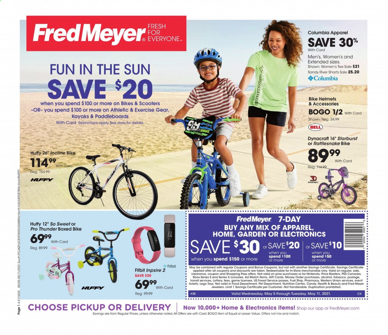 thumbnail - Fred Meyer Flyer - 05/05/2021 - 05/11/2021 - Sales products - Starburst, Fitbit, LEGO, toys. Page 1.