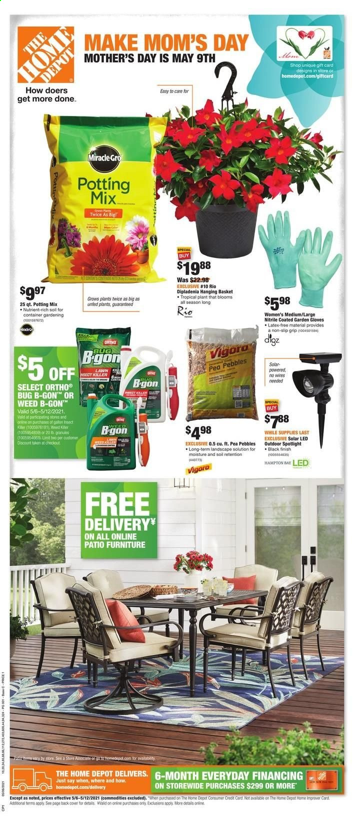 thumbnail - The Home Depot Flyer - 05/06/2021 - 05/12/2021 - Sales products - basket, spotlight, solar led. Page 1.