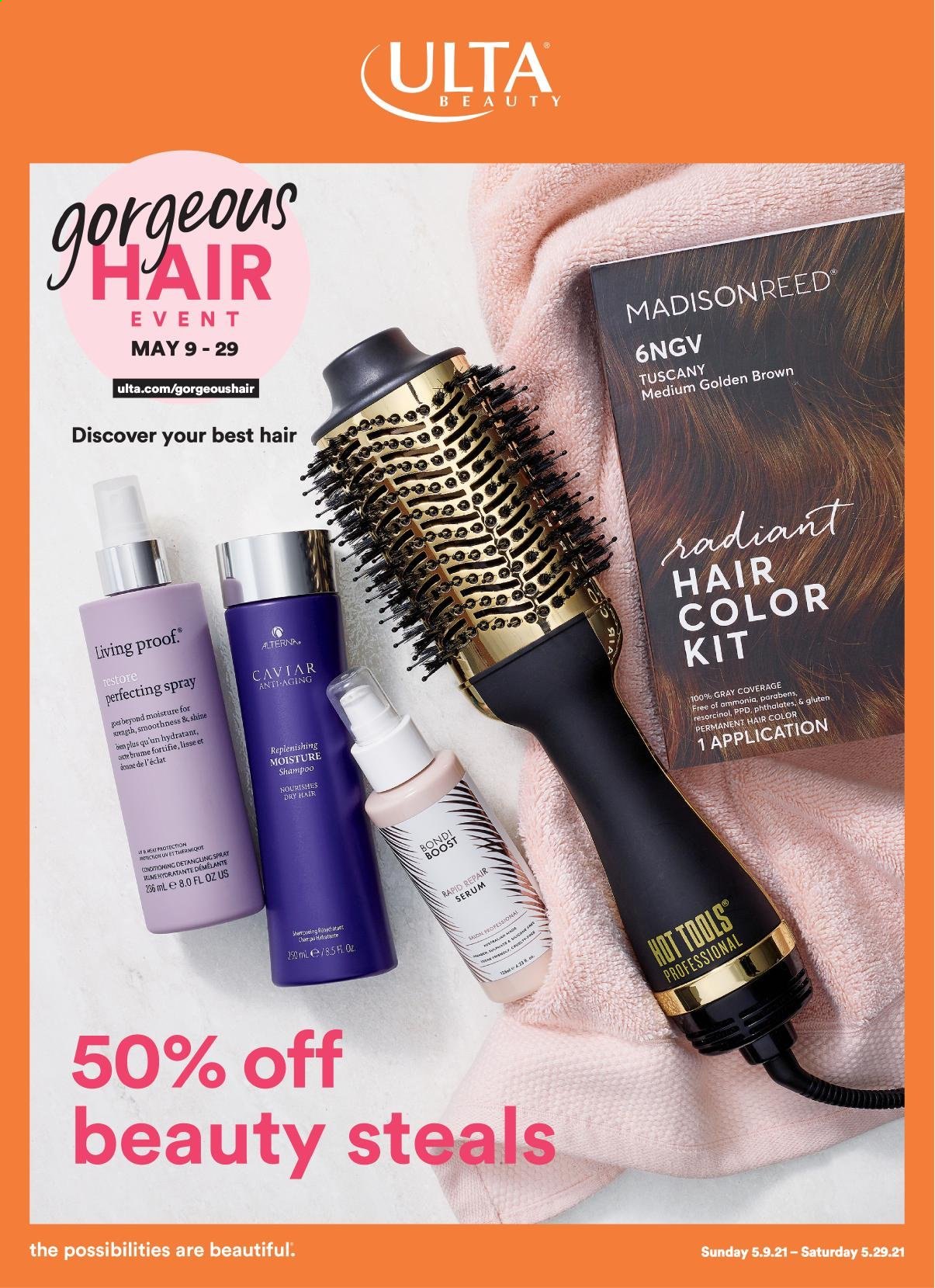 thumbnail - Ulta Beauty Flyer - 05/09/2021 - 05/29/2021 - Sales products - shampoo, serum, BondiBoost, hair color, Eclat. Page 1.