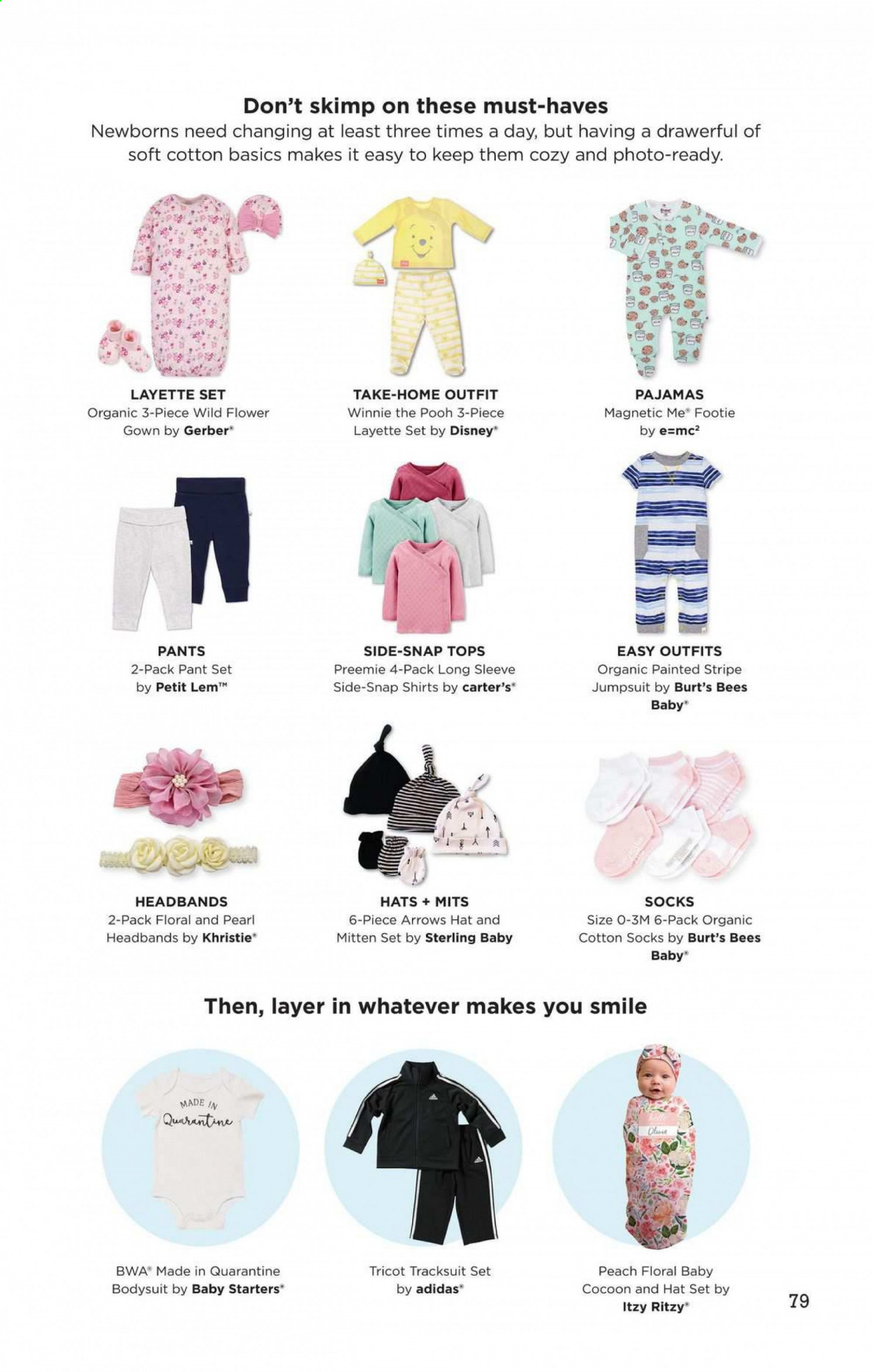 thumbnail - buybuy BABY Flyer - 05/05/2021 - 12/31/2022 - Sales products - Adidas, Gerber, Disney, pants, jumpsuit, shirt, tops, socks, cotton socks, hat, bodysuit, pajamas. Page 80.