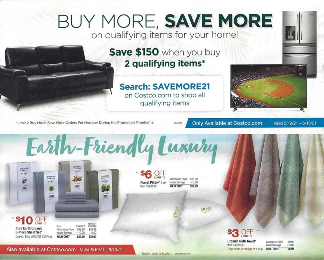 thumbnail - Costco Flyer - 05/19/2021 - 06/13/2021 - Sales products - pillow, bath towel, towel. Page 2.