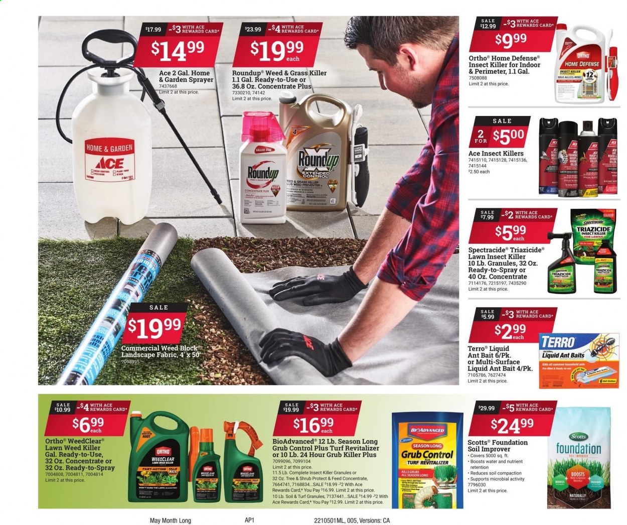 thumbnail - ACE Hardware Flyer - 05/01/2021 - 05/31/2021 - Sales products - insect killer, sprayer, Roundup. Page 4.
