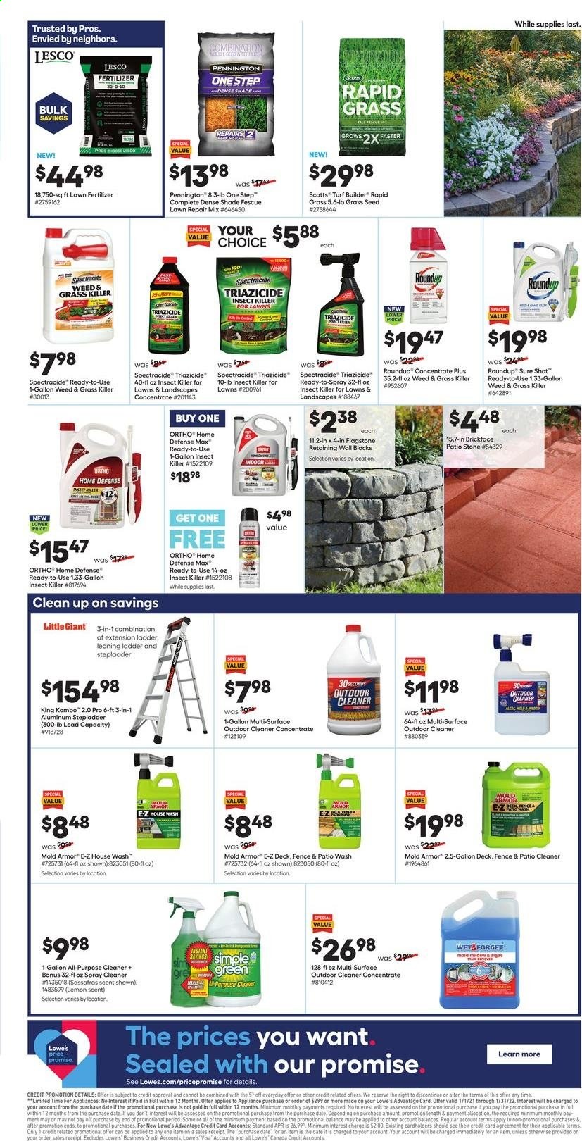thumbnail - Lowe's Flyer - 05/20/2021 - 06/02/2021 - Sales products - Sure, insect killer, gallon, ladder, stepladder, plant seeds, fertilizer, turf builder, grass seed, Roundup. Page 3.