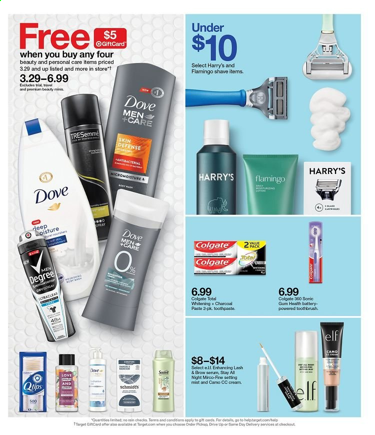 thumbnail - Target Flyer - 05/23/2021 - 05/29/2021 - Sales products - Dove, Colgate, toothbrush, toothpaste, serum, TRESemmé, body lotion, Target, battery, Elf. Page 13.