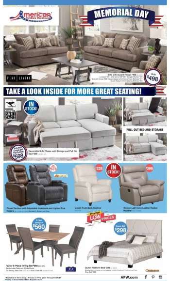 American Furniture Warehouse Flyer - 05.23.2021 - 05.29.2021.