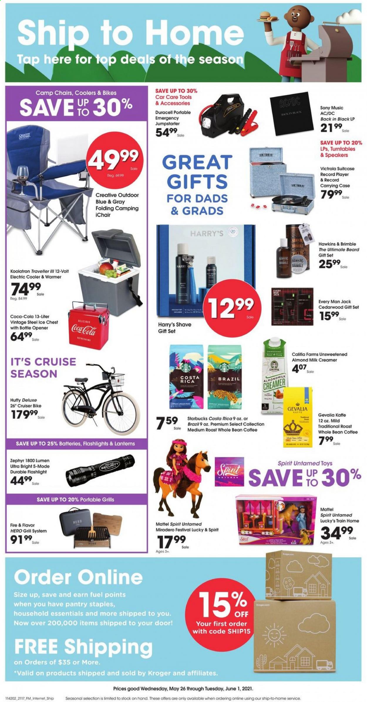 thumbnail - City Market Flyer - 05/26/2021 - 06/01/2021 - Sales products - creamer, almond creamer, Coca-Cola, coffee, Starbucks, Gevalia, gift set, bottle opener, Duracell, Mattel, toys, train. Page 1.