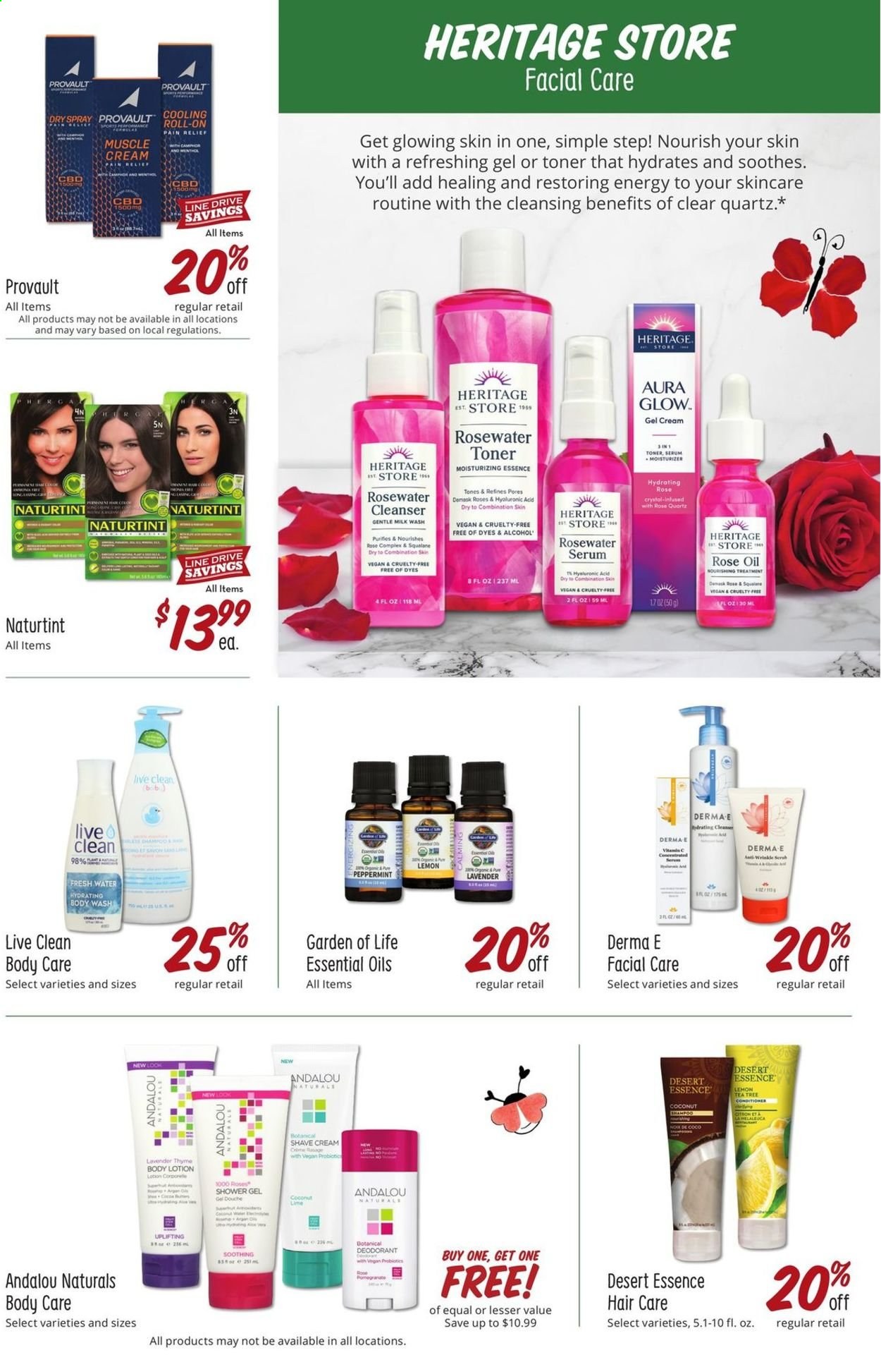 thumbnail - Sprouts Flyer - 05/26/2021 - 06/22/2021 - Sales products - coconut, milk, oil, tea, wine, alcohol, rosé wine, body wash, shower gel, cleanser, gel cream, moisturizer, serum, body lotion, muscle cream, anti-perspirant, roll-on, deodorant, essential oils, pain relief. Page 22.