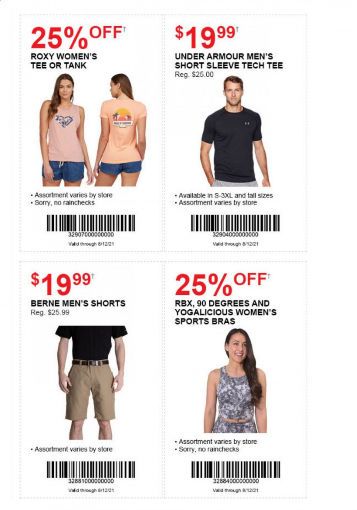 thumbnail - Dunham's Sports Flyer - 05/20/2021 - 08/12/2021 - Sales products - Under Armour, RBX, Roxy, shorts, bra. Page 4.