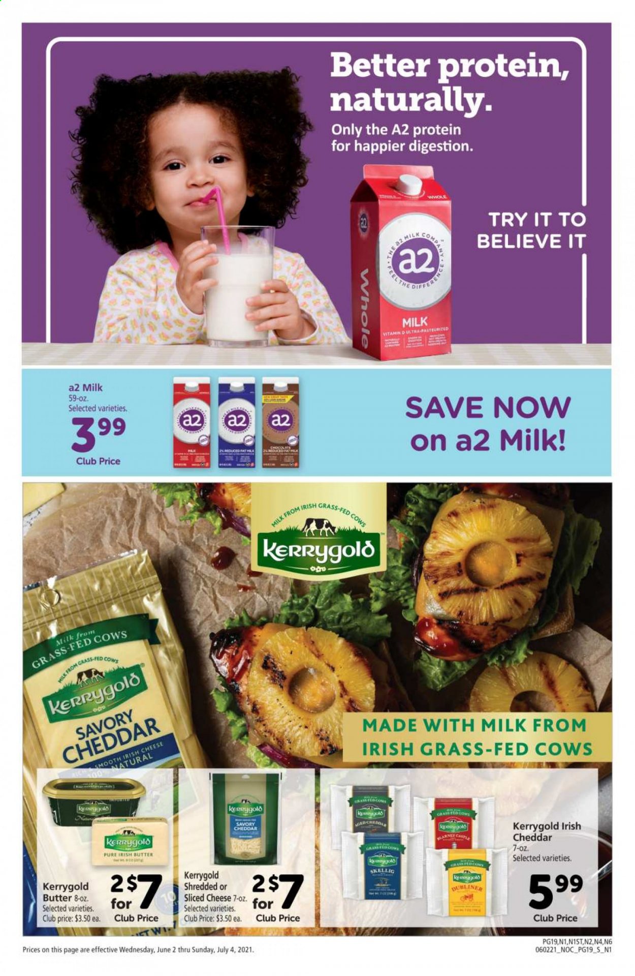 thumbnail - Safeway Flyer - 06/02/2021 - 07/04/2021 - Sales products - sliced cheese, cheddar, cheese, milk, irish butter, chocolate. Page 19.