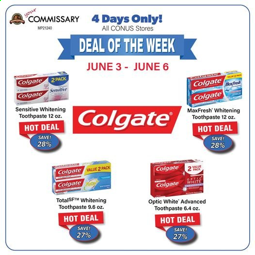thumbnail - Commissary Flyer - 06/03/2021 - 06/06/2021 - Sales products - Colgate, toothpaste. Page 1.