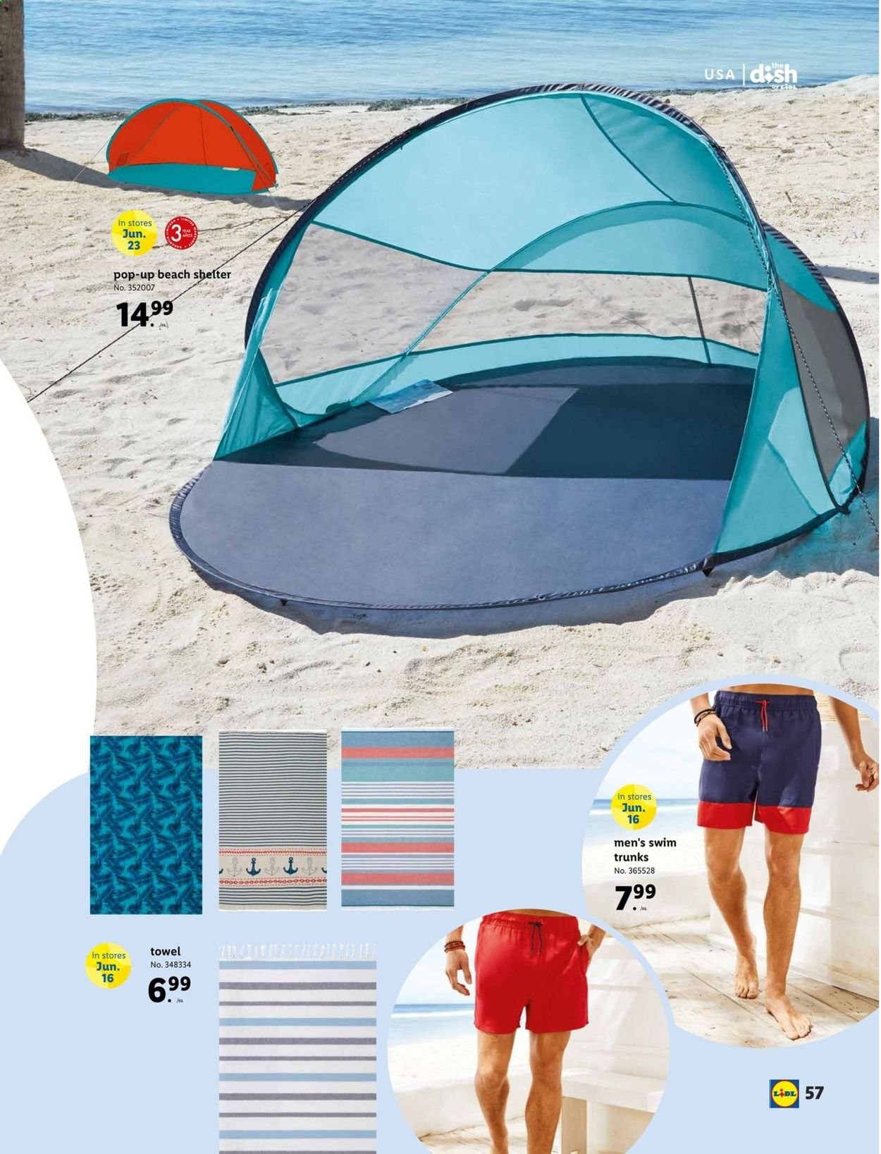 thumbnail - Lidl Flyer - 06/02/2021 - 06/29/2021 - Sales products - towel, swimming suit. Page 57.