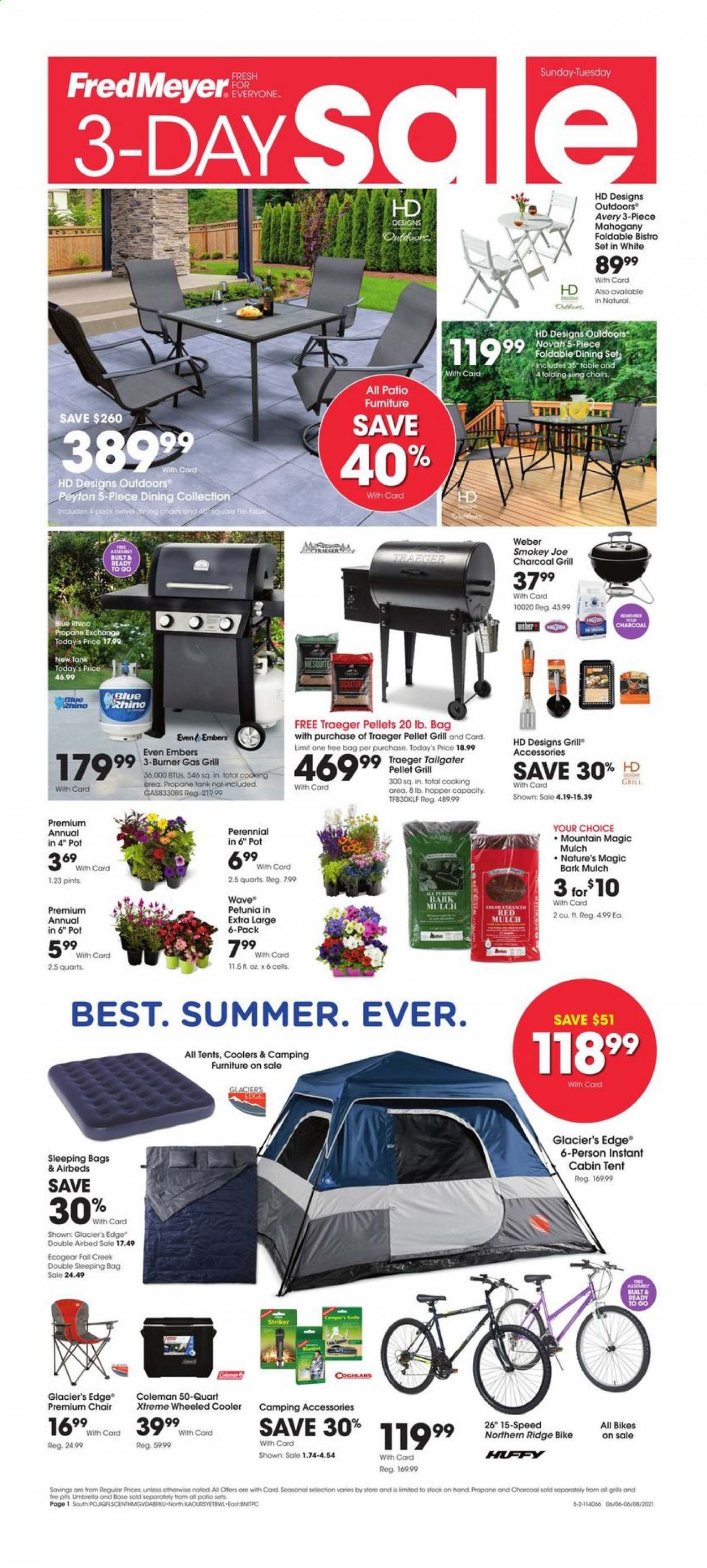 thumbnail - Fred Meyer Flyer - 06/06/2021 - 06/08/2021 - Sales products - WAVE, pot, wheeled cooler, blanket, tank, garden mulch. Page 1.