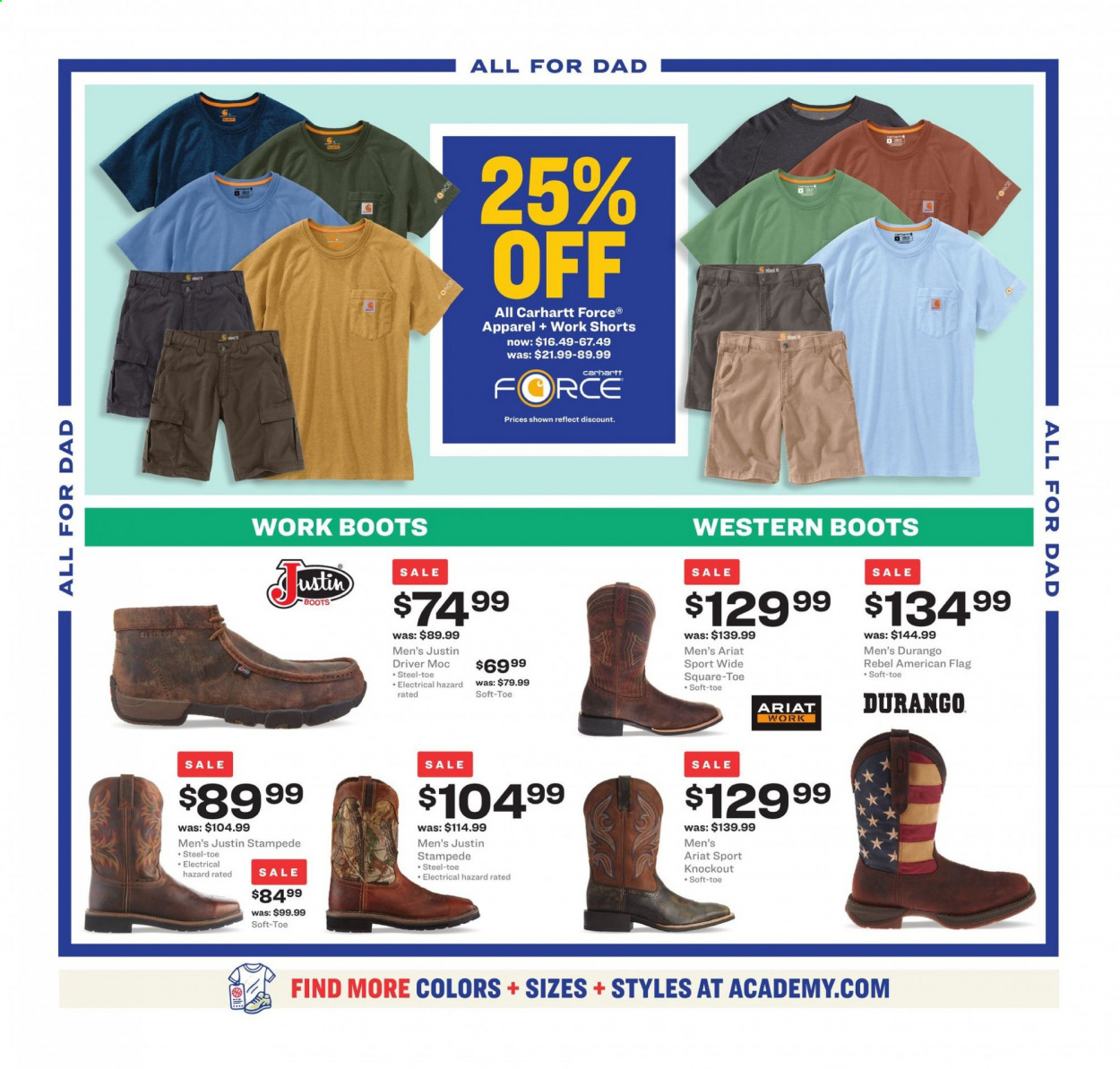thumbnail - Academy Sports + Outdoors Flyer - 06/07/2021 - 06/20/2021 - Sales products - boots, shorts. Page 19.