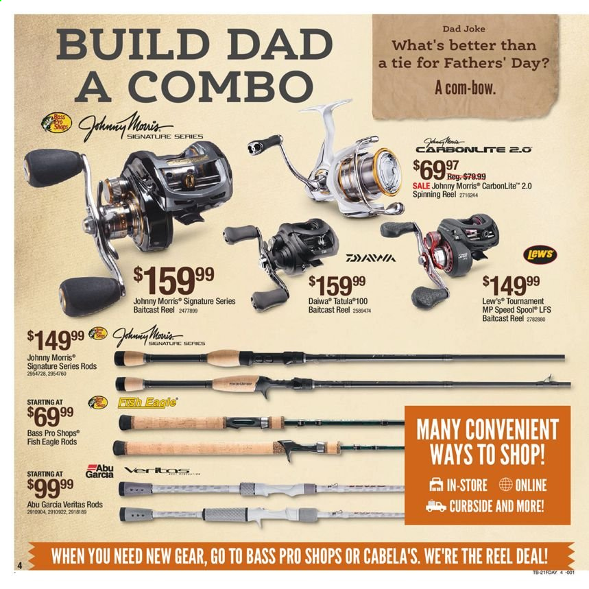 thumbnail - Bass Pro Shops Flyer - 06/10/2021 - 06/23/2021 - Sales products - baitcast reel, Bass Pro, reel, spinning reel, fishing rod, DAIWA. Page 4.