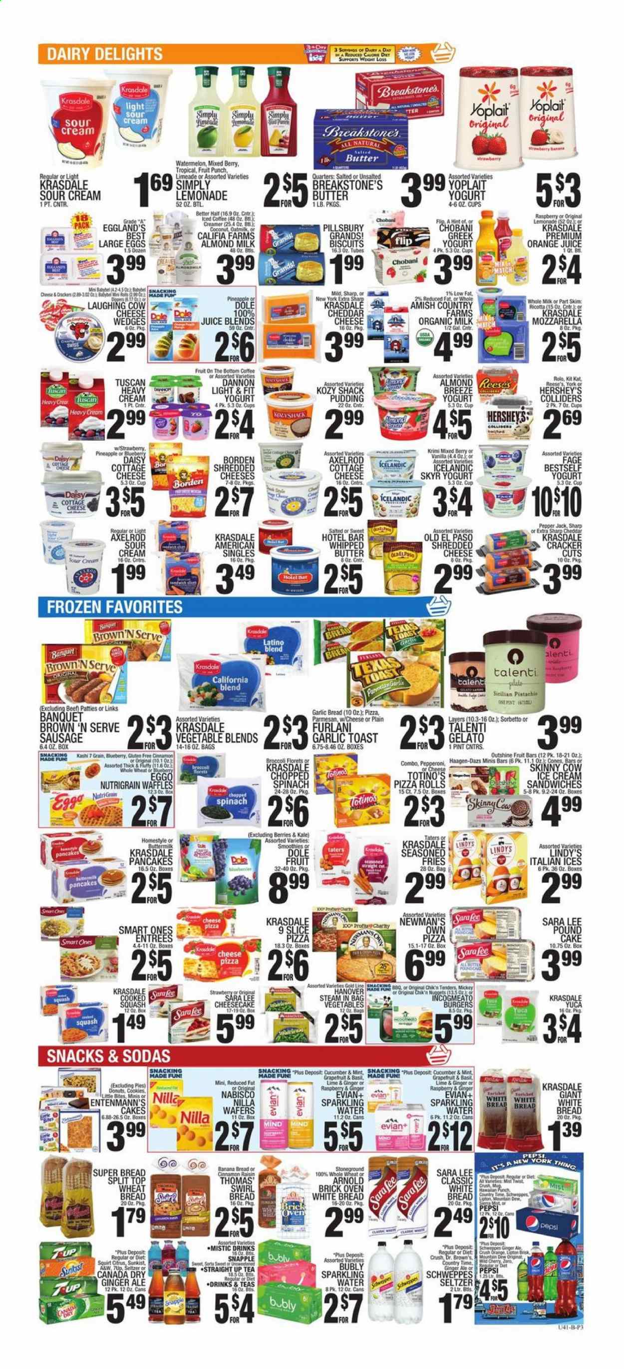 thumbnail - C-Town Flyer - 06/11/2021 - 06/17/2021 - Sales products - wheat bread, white bread, cake, pizza rolls, Old El Paso, Sara Lee, donut, banana bread, pound cake, Entenmann's, broccoli, Dole, watermelon, cherries, coconut, pizza, nuggets, hamburger, pancakes, Pillsbury, sausage, pepperoni, Brown 'N Serve, cottage cheese, ricotta, shredded cheese, cheddar, parmesan, Pepper Jack cheese, The Laughing Cow, Babybel, greek yoghurt, pudding, yoghurt, Yoplait, Chobani, Dannon, almond milk, buttermilk, organic milk, oat milk, large eggs, whipped butter, sour cream, creamer, ice cream, ice cream sandwich, Reese's, Hershey's, Häagen-Dazs, Talenti Gelato, gelato, potato fries, wafers, KitKat, crackers, biscuit, Little Bites, Canada Dry, ginger ale, lemonade, Mountain Dew, Schweppes, Pepsi, orange juice, juice, Lipton, Diet Pepsi, 7UP, Snapple, Dr. Brown's, Country Time, fruit punch, smoothie, seltzer water, sparkling water, Evian, iced coffee, tea. Page 3.
