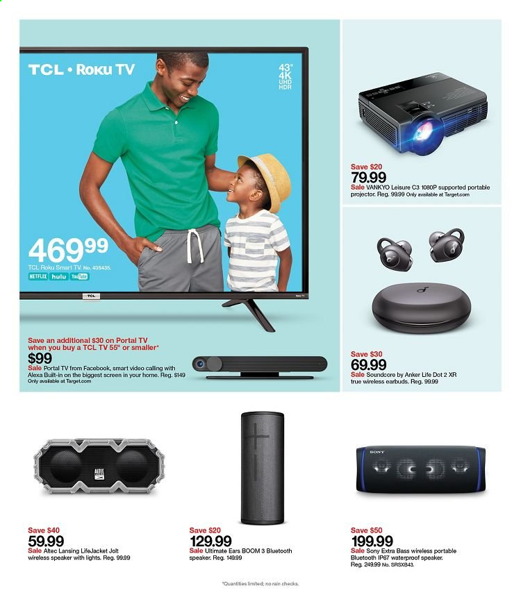thumbnail - Target Flyer - 06/13/2021 - 06/19/2021 - Sales products - Sony, Target, Anker, TCL, Ultimate Ears, Altec Lansing, speaker, earbuds. Page 26.