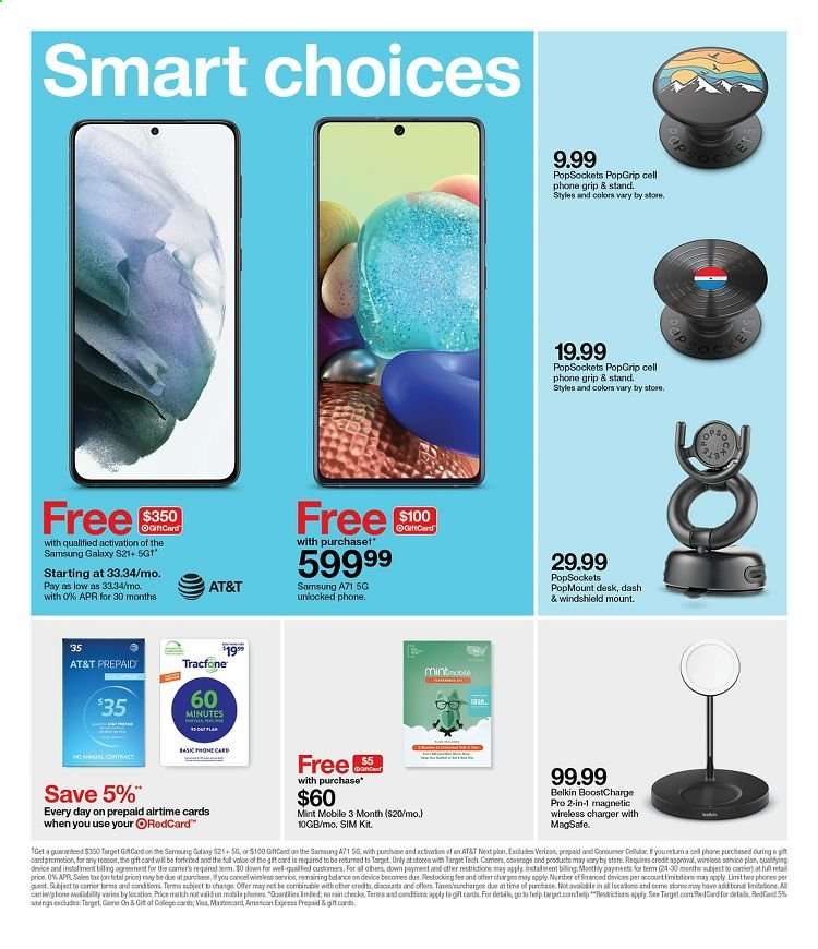 thumbnail - Target Flyer - 06/13/2021 - 06/19/2021 - Sales products - Samsung Galaxy, Oreo, Target, Samsung, phone, cell phone, Samsung Galaxy S, Samsung Galaxy A71, Samsung Galaxy S21, wireless charger. Page 29.