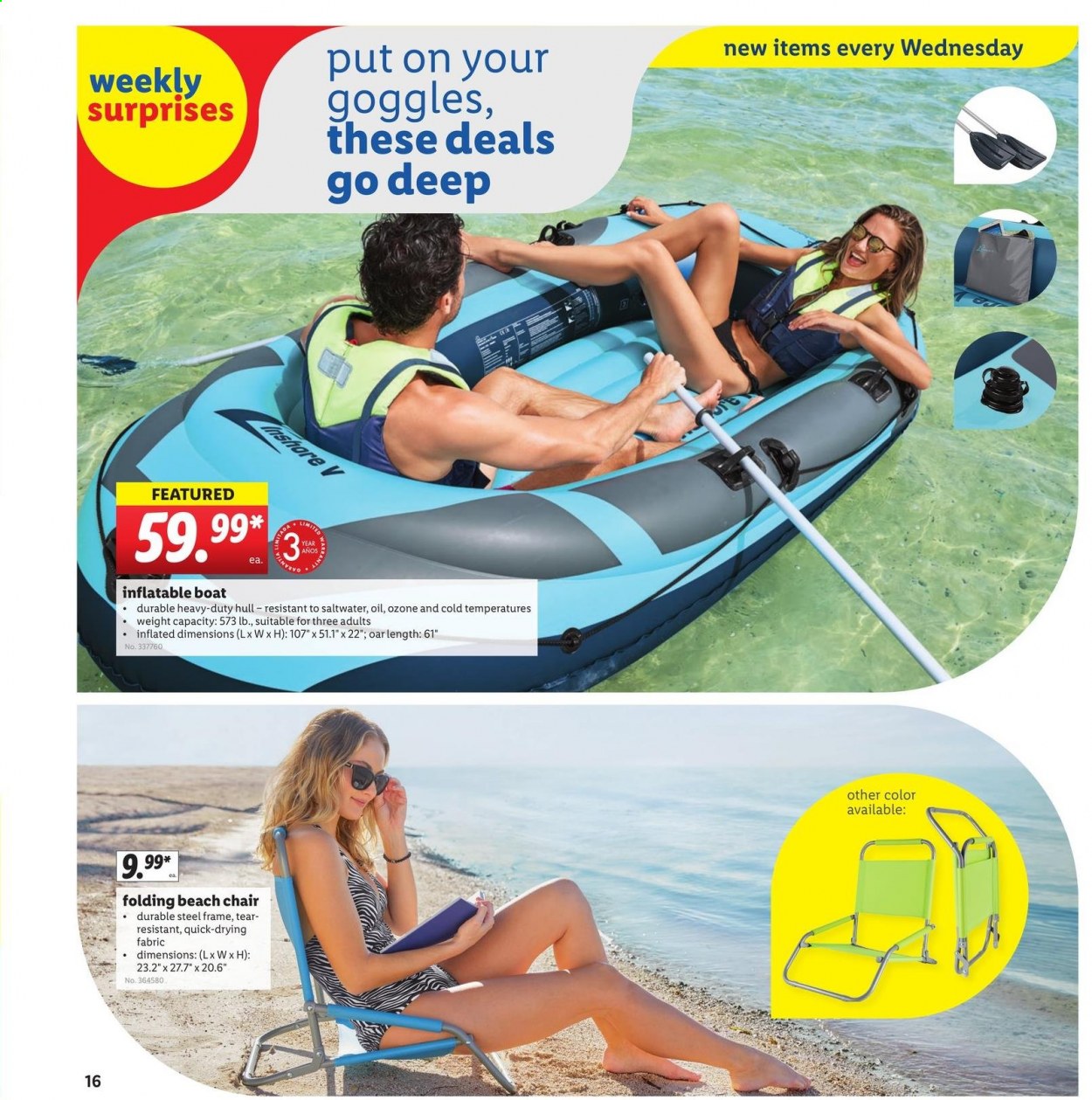 thumbnail - Lidl Flyer - 06/16/2021 - 06/22/2021 - Sales products - chair, beach chair, boat. Page 16.