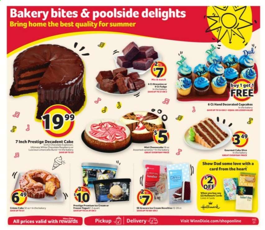 thumbnail - Winn Dixie Flyer - 06/16/2021 - 06/22/2021 - Sales products - cake, cupcake, cheesecake, cream pie, enchiladas, creamer, chocolate, Limoncello. Page 7.