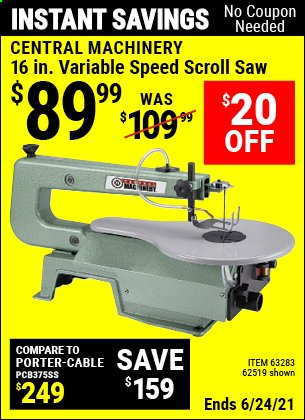 thumbnail - Harbor Freight Flyer - 06/17/2021 - 06/24/2021 - Sales products - saw, scroll saw. Page 39.