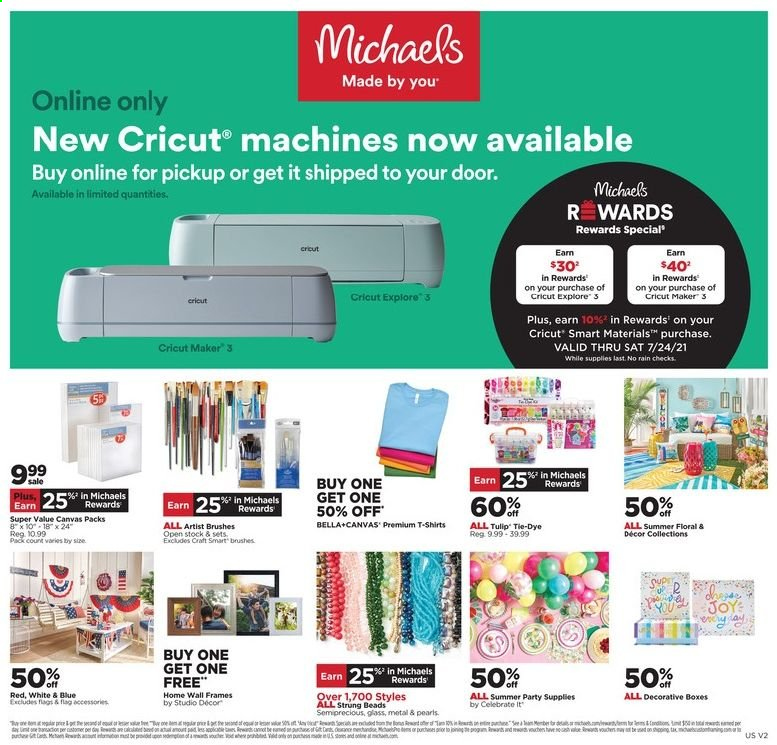 thumbnail - Michaels Flyer - 06/20/2021 - 06/26/2021 - Sales products - canvas, t-shirt. Page 1.