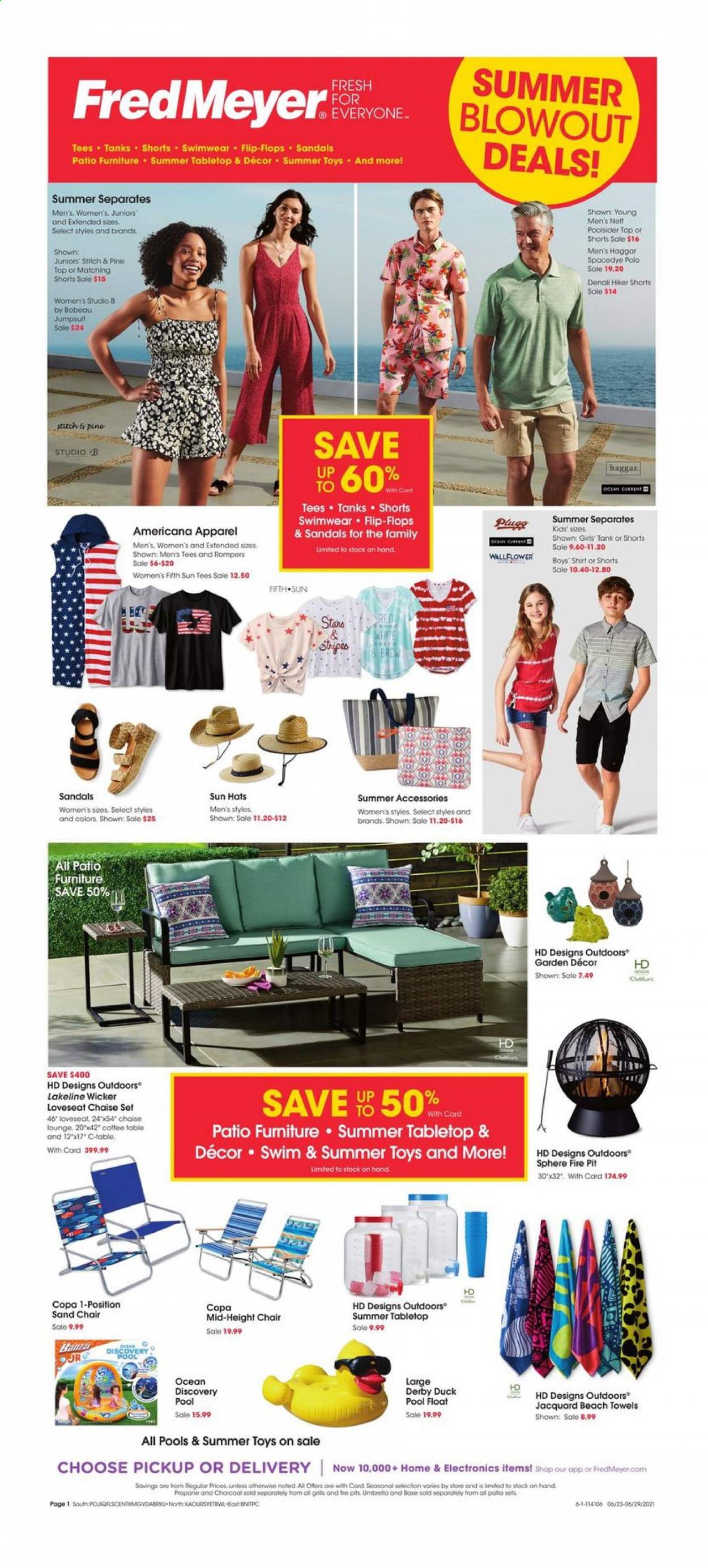 thumbnail - Fred Meyer Flyer - 06/23/2021 - 06/29/2021 - Sales products - beach towel, tank. Page 1.