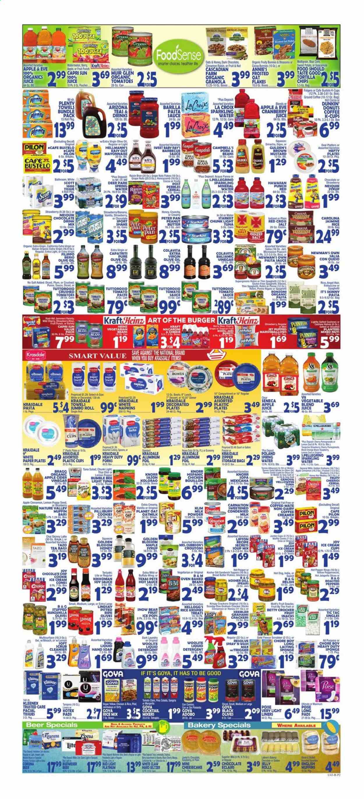 thumbnail - Bravo Supermarkets Flyer - 06/25/2021 - 07/01/2021 - Sales products - english muffins, pears, tuna, StarKist, Campbell's, pasta sauce, sandwich, soup mix, macaroni, soup, hamburger, Bumble Bee, Knorr, Pillsbury, Barilla, Annie's, Kraft®, cheese, Nesquik, Coffee-Mate, milk, condensed milk, shake, oat milk, Blossom, creamer, mayonnaise, Hellmann’s, ice cream, cookies, crackers, Kellogg's, dark chocolate, Tic Tac, fruit snack, Keebler, tortilla chips, chips, bouillon, crushed tomatoes, tomato paste, tomato sauce, Heinz, olives, light tuna, baked beans, Goya, cereals, granola, Cheerios, Rice Krispies, Ace, jasmine rice, dill, cinnamon, adobo sauce, BBQ sauce, mustard, hot sauce, Kikkoman, salsa, apple cider vinegar, balsamic vinegar, extra virgin olive oil, olive oil, honey, peanut butter, syrup, mixed nuts, Planters, Capri Sun, cranberry juice, juice, Lipton, AriZona, mineral water, spring water, sparkling water, San Pellegrino, tea, coffee capsules, K-Cups, punch, Ron Pelicano, White Claw, Hard Seltzer, beer, Corona Extra. Page 2.