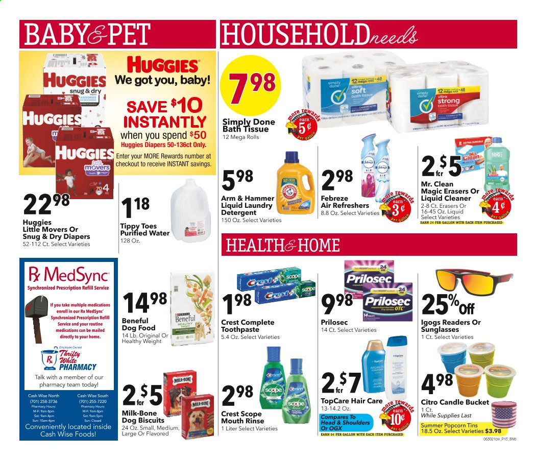 thumbnail - Cash Wise Flyer - 06/30/2021 - 07/06/2021 - Sales products - milk, popcorn, ARM & HAMMER, purified water. Page 11.