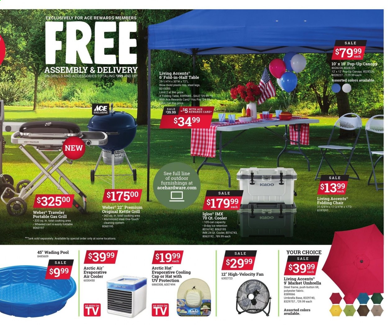 thumbnail - ACE Hardware Flyer - 06/30/2021 - 07/31/2021 - Sales products - tank, air cooler, kettle, table, folding table, folding chair, gas grill, grill, Weber, pool. Page 5.