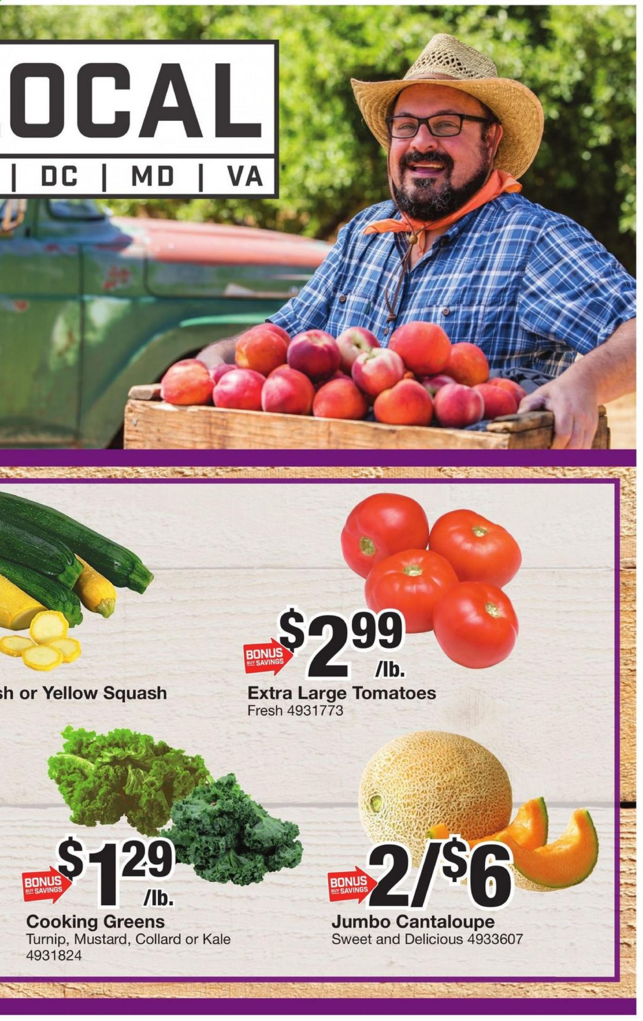 thumbnail - Giant Food Flyer - 07/02/2021 - 07/08/2021 - Sales products - cantaloupe, tomatoes, kale, yellow squash, mustard. Page 16.
