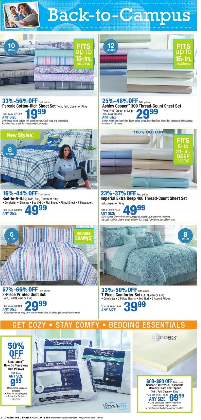 thumbnail - Boscov's Flyer - 07/08/2021 - 07/14/2021 - Sales products - bedding, comforter, pillow, pillowcase, quilt, mattress, topper. Page 2.