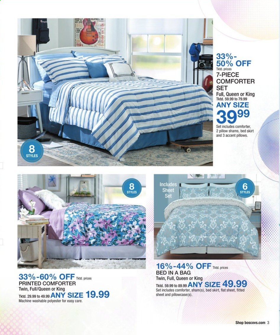 thumbnail - Boscov's Flyer - 07/08/2021 - 07/21/2021 - Sales products - comforter, pillow, pillowcase. Page 3.