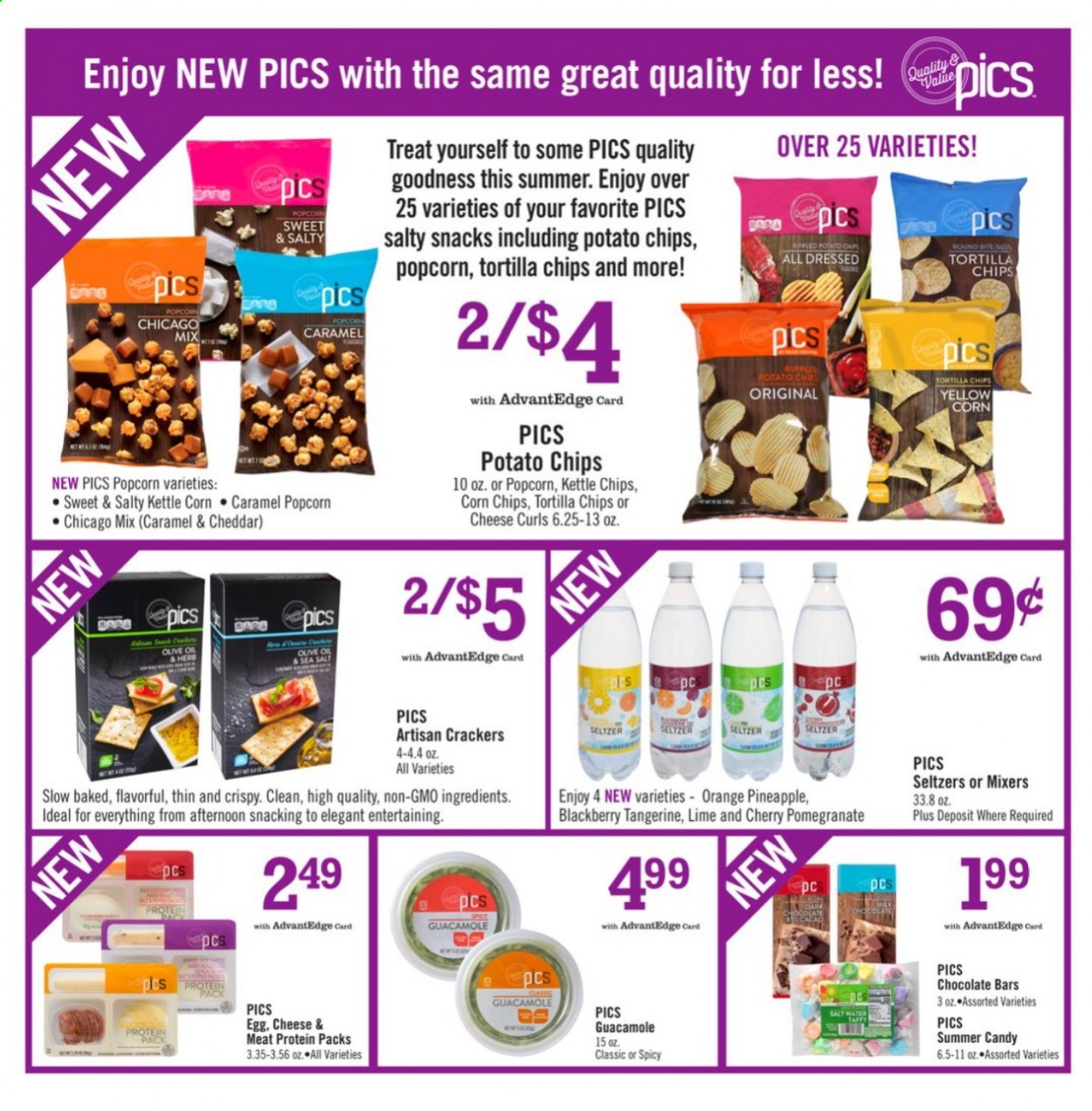 thumbnail - Price Chopper Flyer - 07/12/2021 - 07/31/2021 - Sales products - pineapple, cherries, oranges, guacamole, eggs, snack, crackers, chocolate bar, tortilla chips, kettle corn, potato chips, chips, corn chips, popcorn, caramel, seltzer water. Page 1.