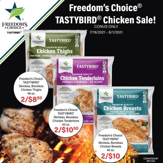 thumbnail - Commissary Flyer - 07/19/2021 - 08/01/2021 - Sales products - chicken breasts, chicken thighs. Page 1.