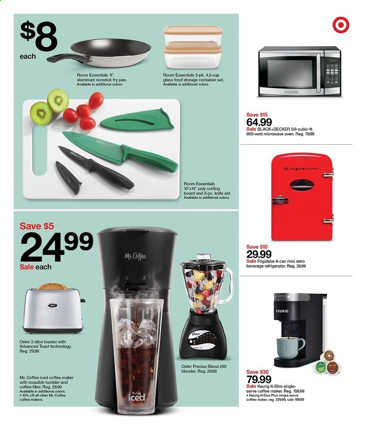 thumbnail - Target Flyer - 07/25/2021 - 07/31/2021 - Sales products - iced coffee, Keurig, cutting board, knife, tumbler, pan, cup, storage container set, storage box, refrigerator, oven, microwave, coffee machine, Black & Decker, blender, toaster, container. Page 27.