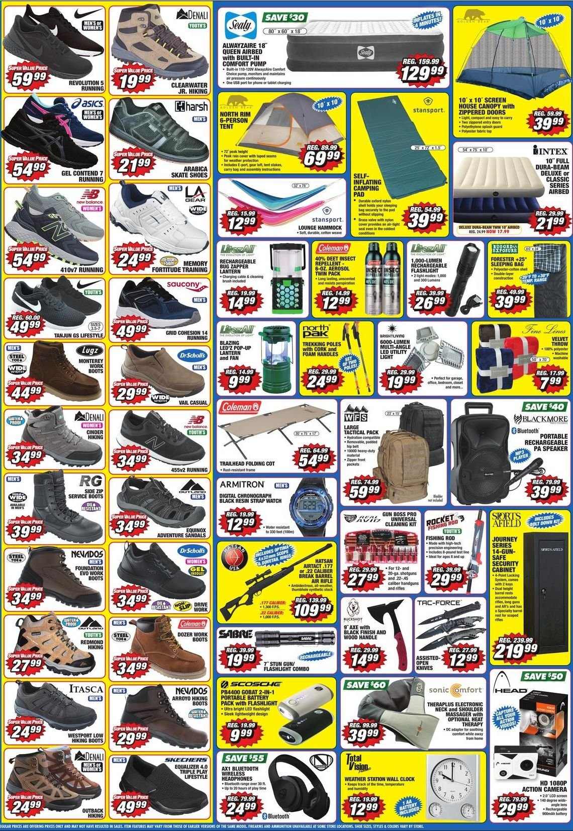 thumbnail - Big 5 Flyer - 07/25/2021 - 07/31/2021 - Sales products - Asics, boots, New Balance, sandals, shoes, Itasca, Dr. Scholl's, Skechers, Saucony, Lugz, Coleman, knife, speaker, wireless headphones, headphones, carry bag, watch, chronograph, flashlight, rifle, security cabinet, sleeping bag, tent, fishing rod, scope. Page 3.