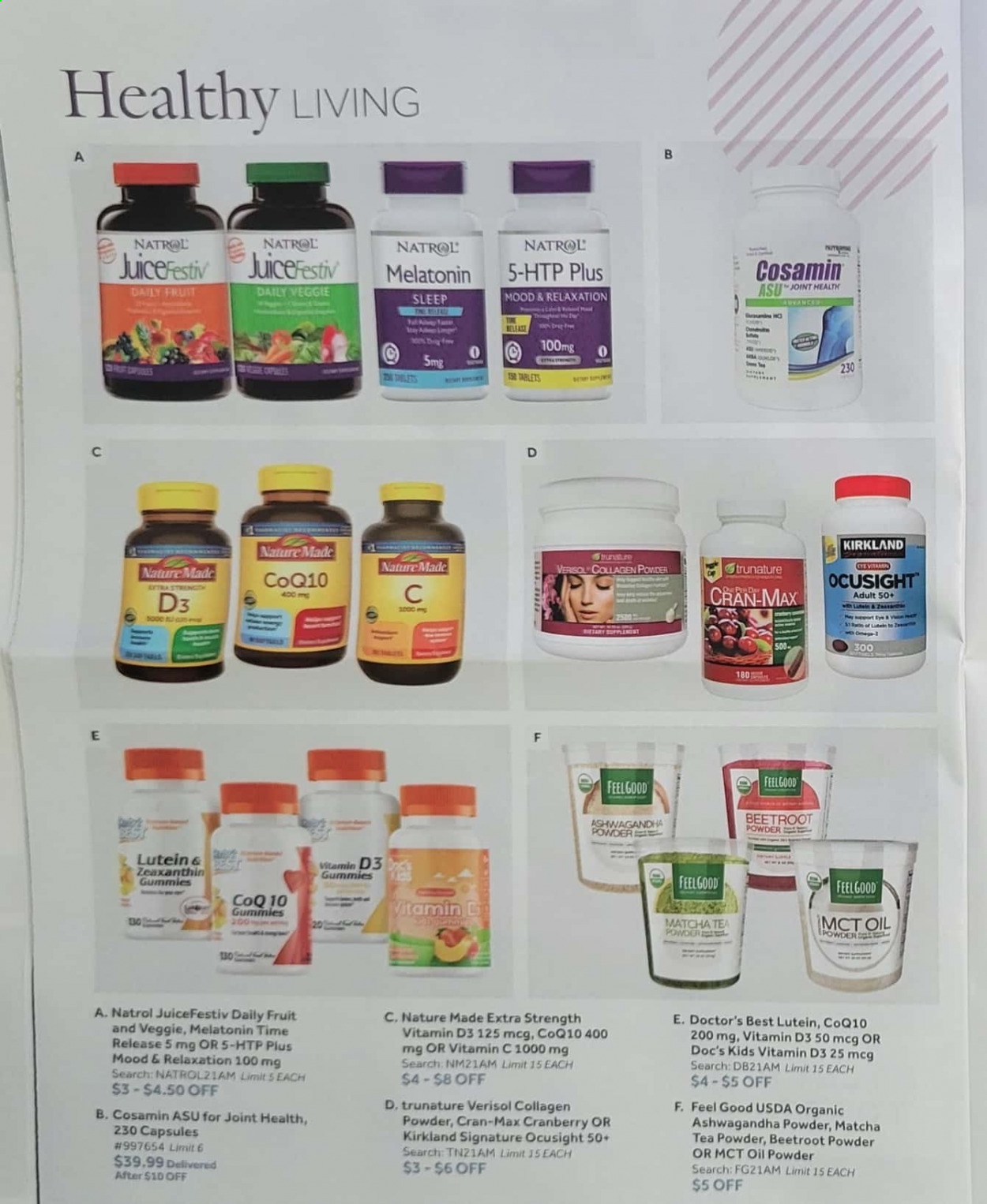 thumbnail - Costco Flyer - 07/29/2021 - 08/23/2021 - Sales products - matcha, tea, Cosamin, Natrol, Nature Made, vitamin c, vitamin D3, beetroot powder. Page 18.