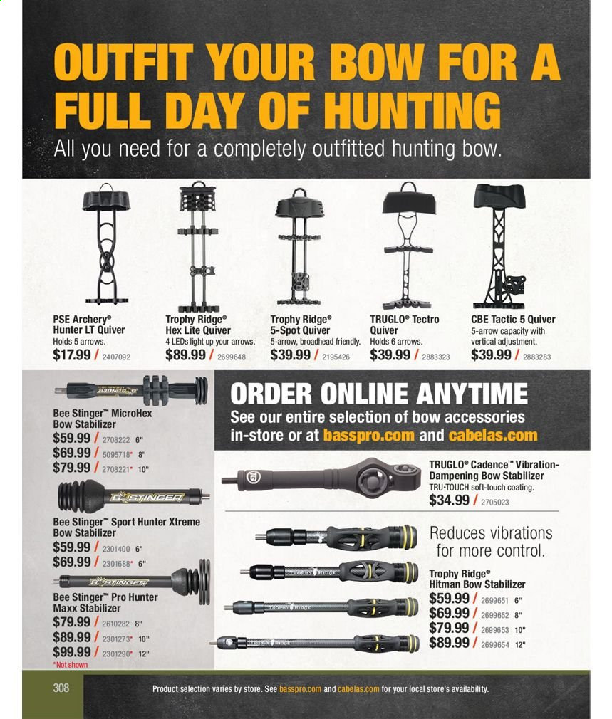 thumbnail - Cabela's Flyer - Sales products - Hunter, hunting bow. Page 308.
