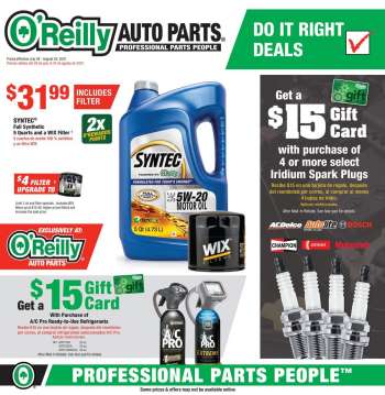 O'Reilly Auto Parts Flyer - 07.28.2021 - 08.24.2021.