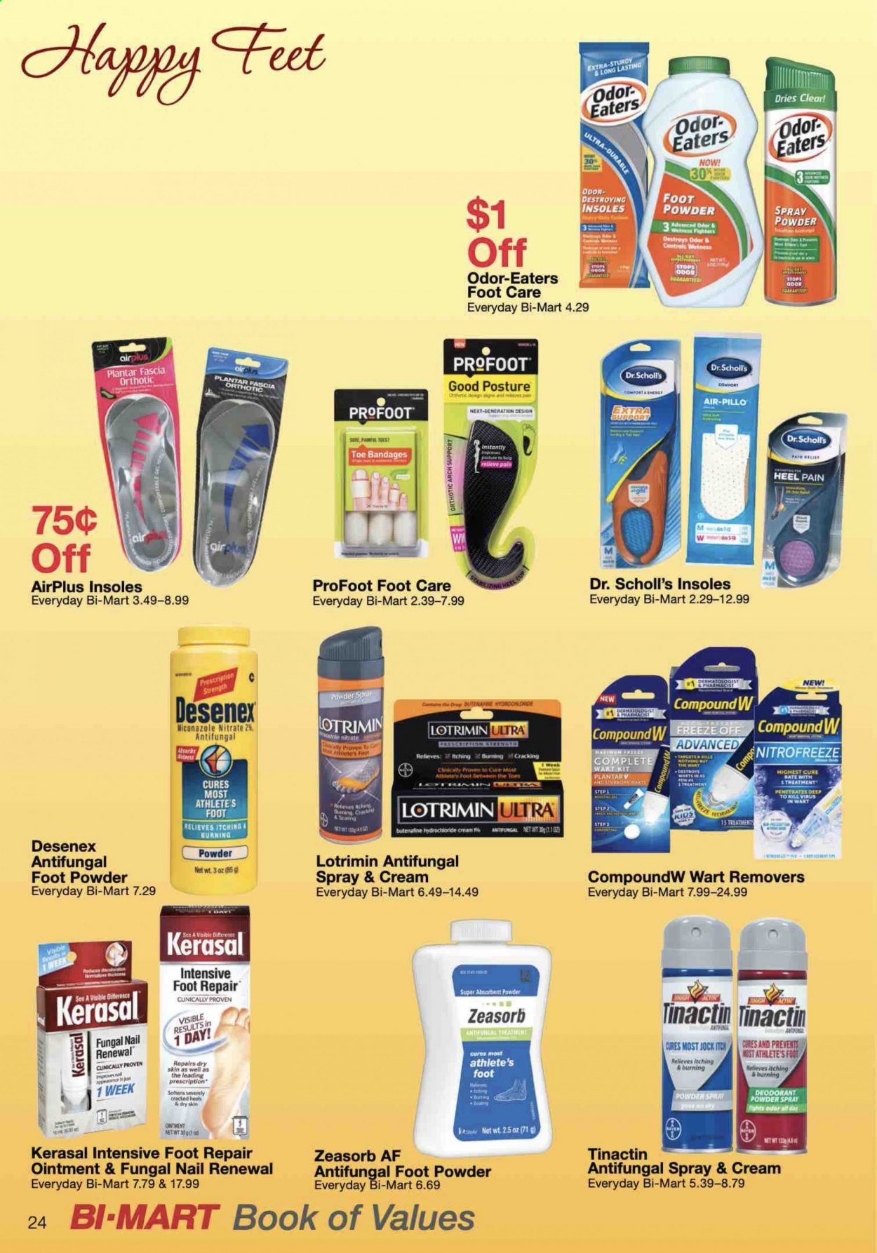 thumbnail - Bi-Mart Flyer - 08/01/2021 - 08/31/2021 - Sales products - ointment, antifungal spray, anti-perspirant, deodorant, Target, foot powder, foot care, Dr. Scholl's. Page 24.