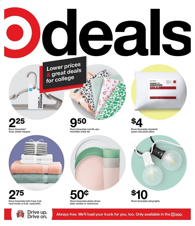 thumbnail - Target Flyer - 08/15/2021 - 08/21/2021 - Sales products - hanger, tumbler, plate, dinner plate, bowl, pillow, bath towel, towel, hand towel. Page 1.
