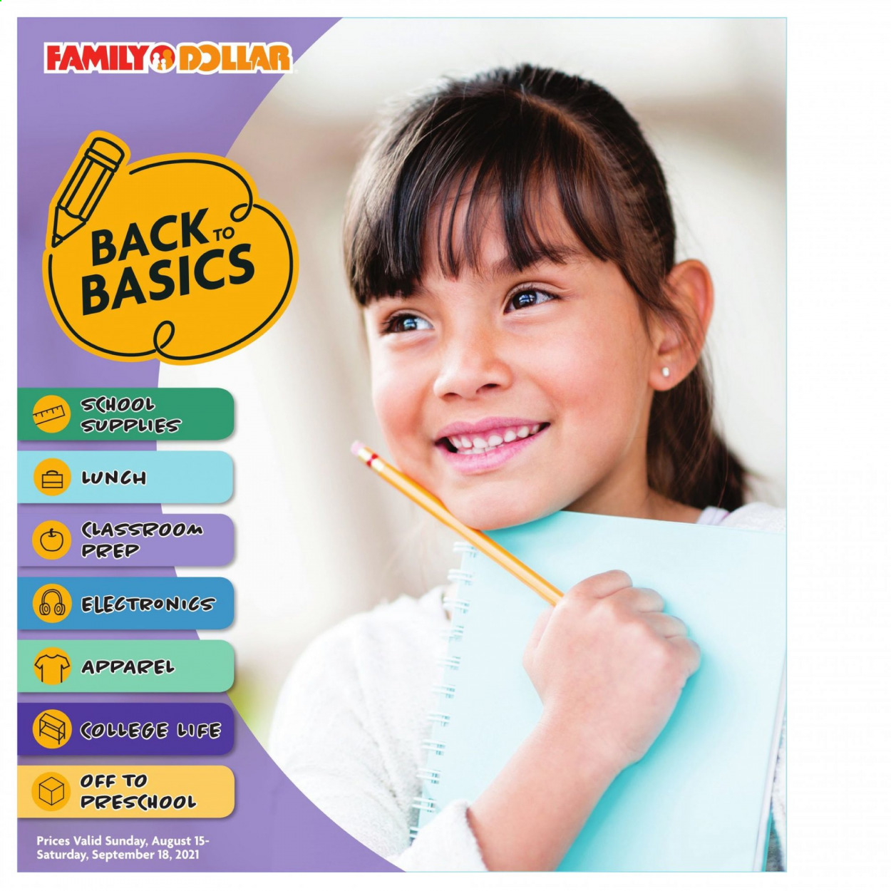 Family Dollar ad - 08/15/2021 - 09/18/2021. Page 1