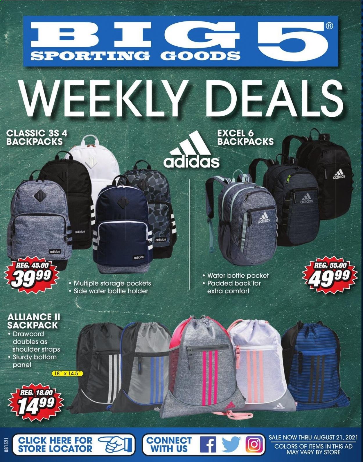 thumbnail - Big 5 Flyer - 08/15/2021 - 08/21/2021 - Sales products - Adidas. Page 1.