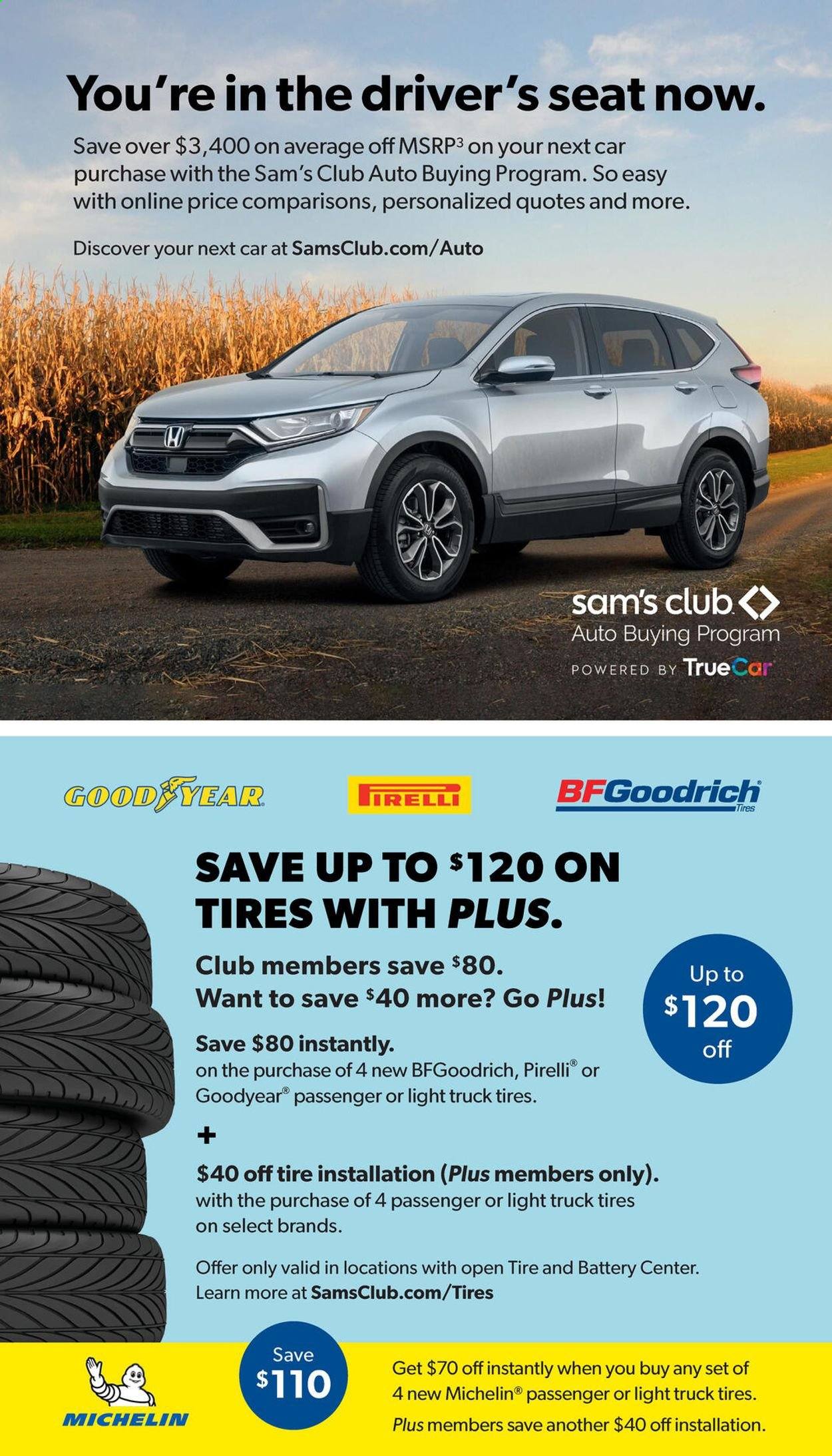 thumbnail - Sam's Club Flyer - 09/01/2021 - 09/26/2021 - Sales products - BF Goodrich, Michelin, Goodyear, tires. Page 23.