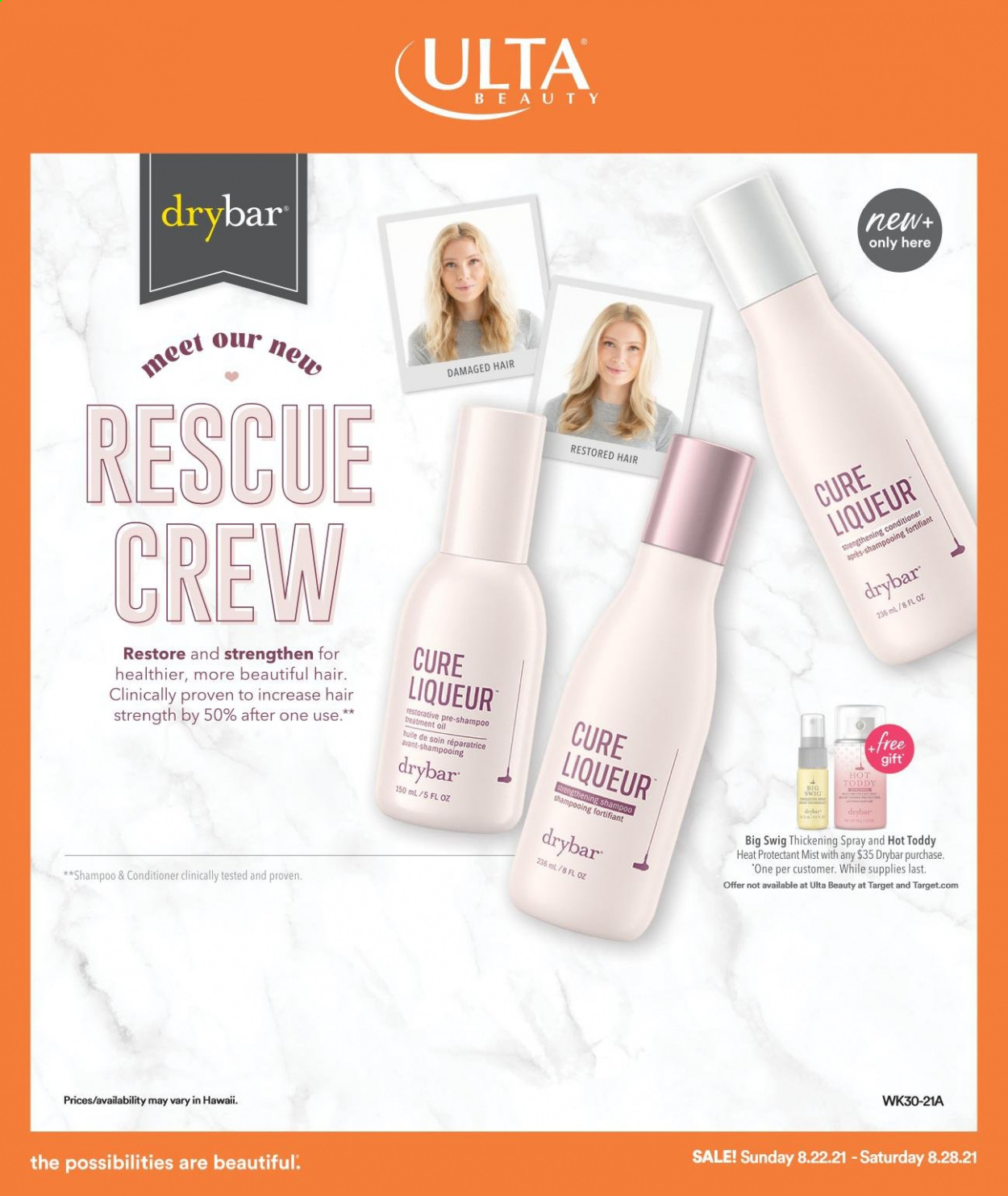 thumbnail - Ulta Beauty Flyer - 08/22/2021 - 08/28/2021 - Sales products - shampoo, conditioner. Page 1.