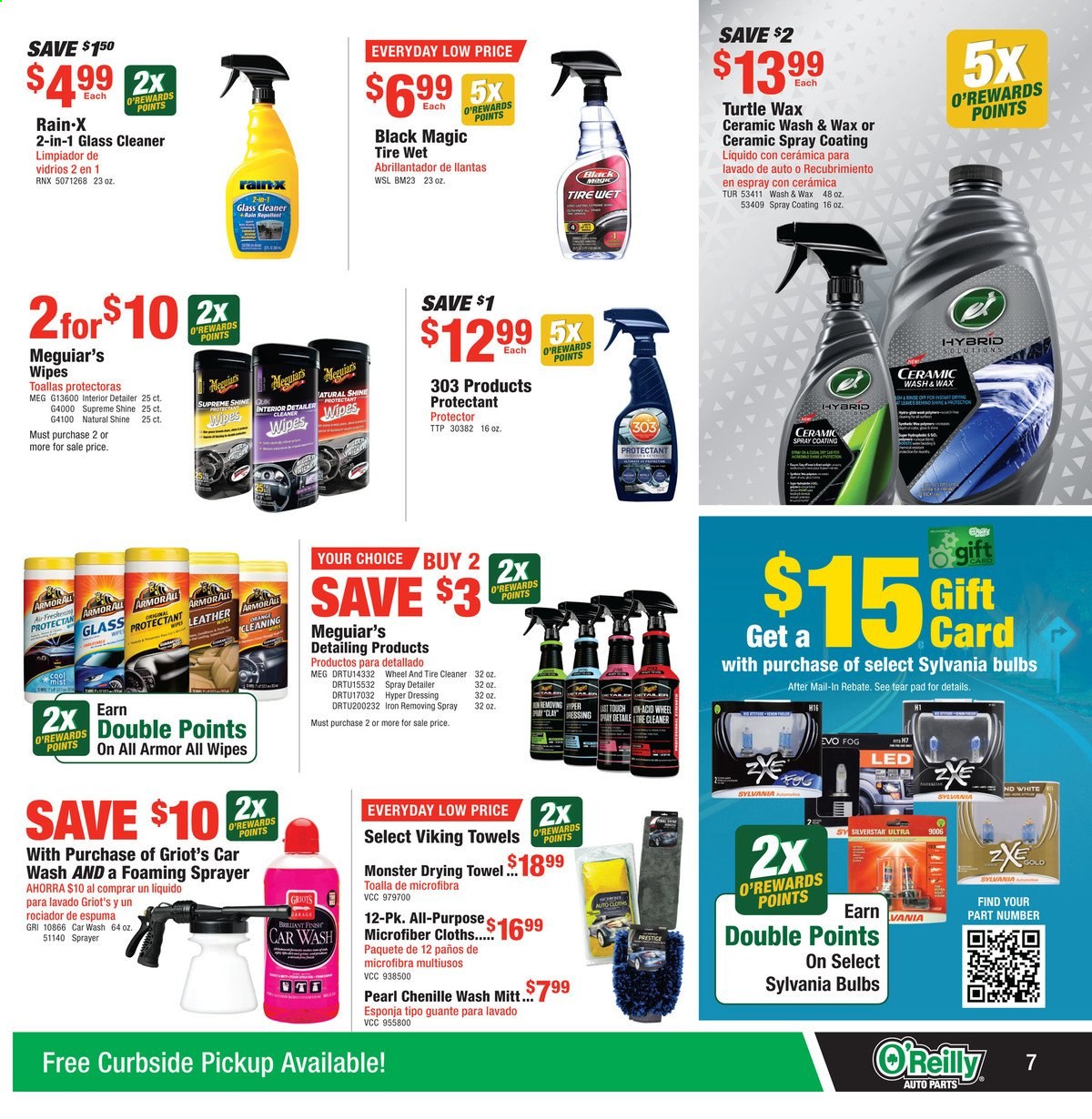 thumbnail - O'Reilly Auto Parts Flyer - 08/25/2021 - 09/28/2021 - Sales products - Armor All, microfiber towel, cleaner, Rain-X. Page 7.