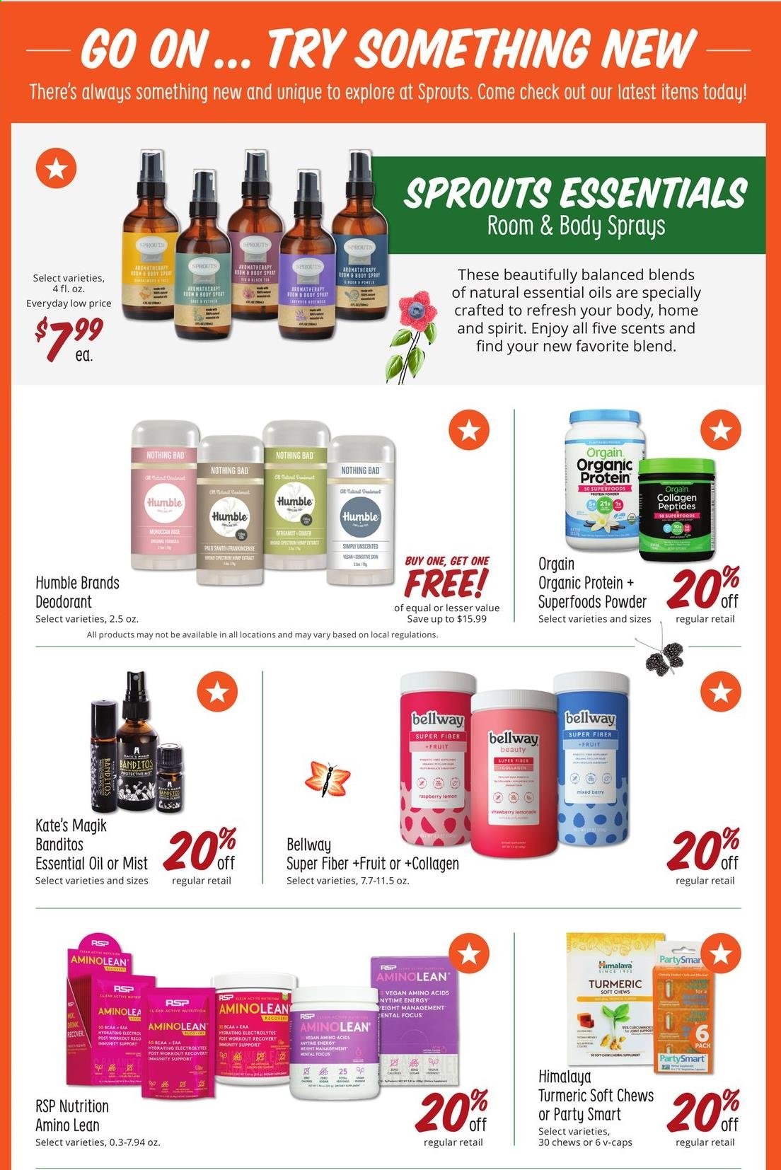 thumbnail - Sprouts Flyer - 08/25/2021 - 09/28/2021 - Sales products - chewing gum, turmeric, anti-perspirant, deodorant, essential oils, cap. Page 4.